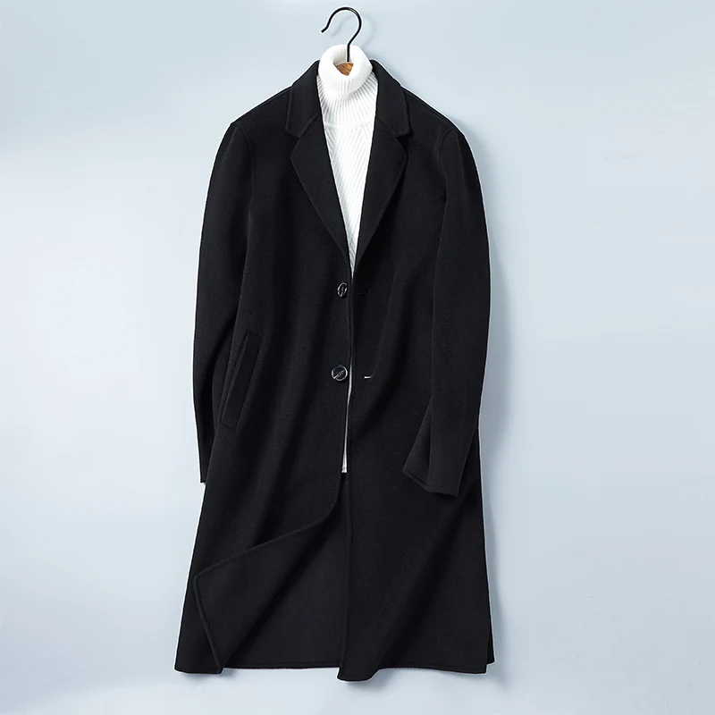 Классическое рождественское Подарочное мужское шерстяное пальто с двумя