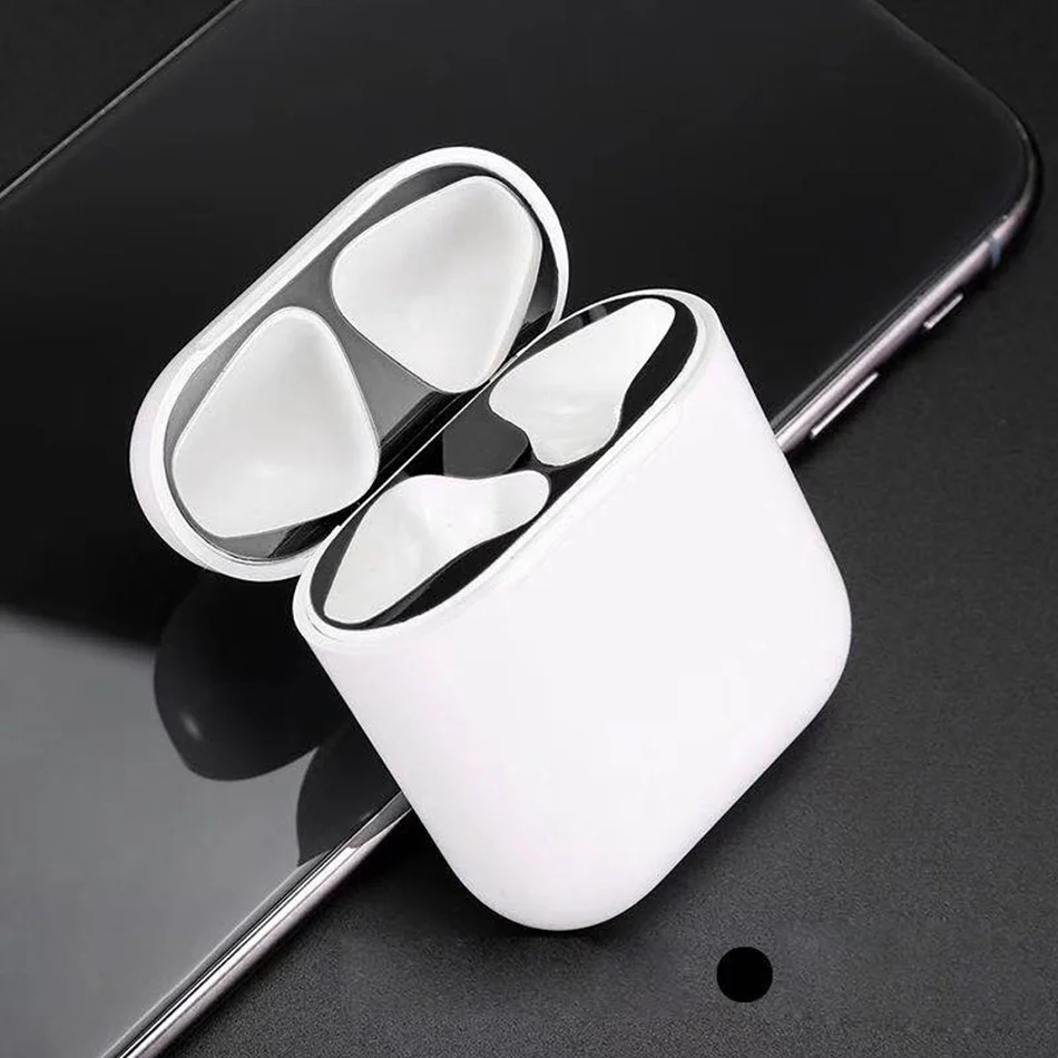 Для Apple AirPods металлическая Пылезащитная наклейка для AirPods 2 ультратонкий аксессуар защитная наклейка Пылезащитная защита кожи