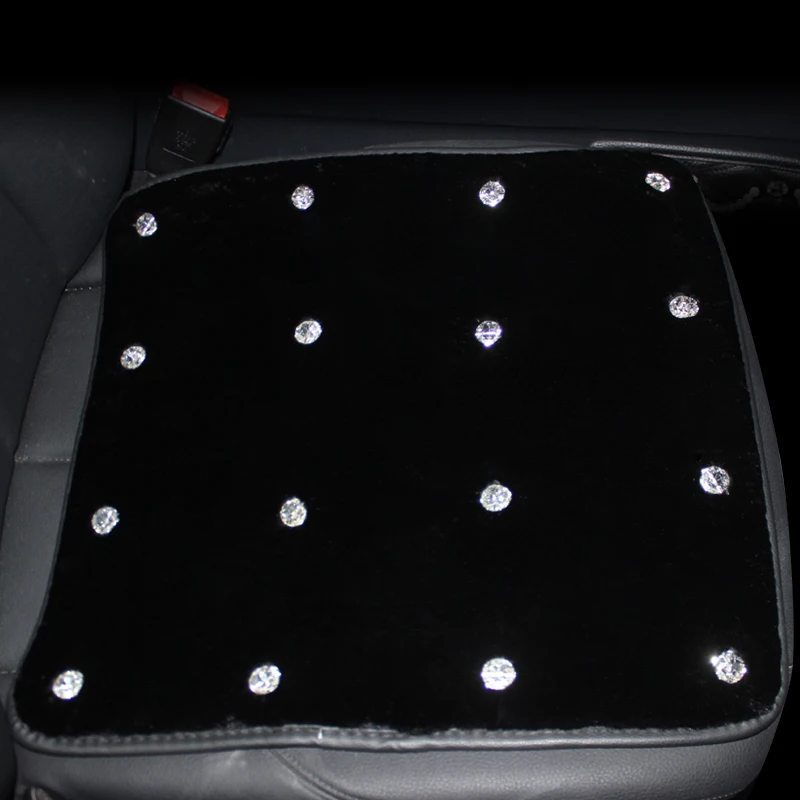 

Winter Car Seat Cover Rhinestone Auto Interior Seat Cushion Accessories Universal Size Plush Seats Covers Car Styling Women