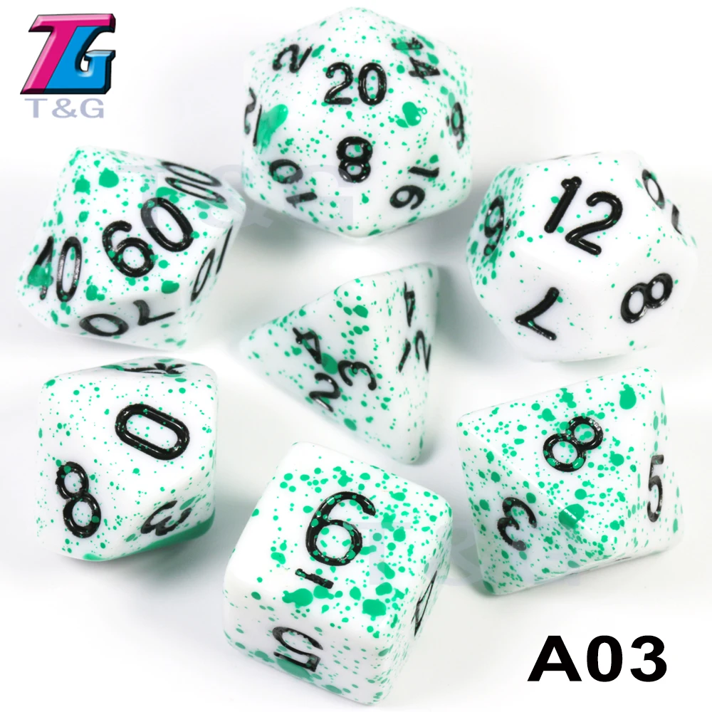 7 шт./компл. многогранные TRPG игры для подземелий драконов непрозрачные D4-D20 многогранные кости Поп для настольной игры