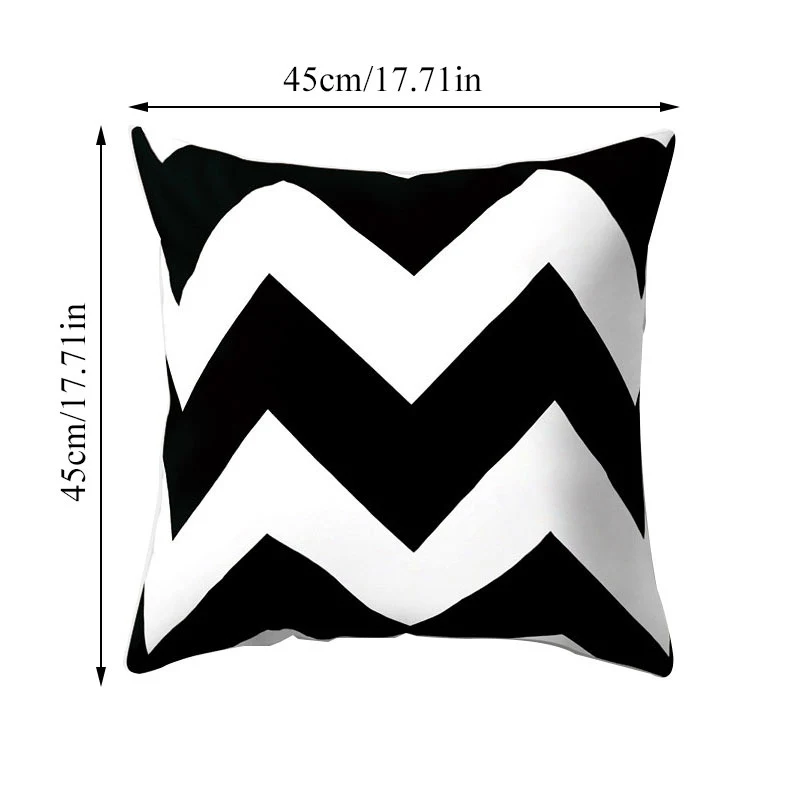

Geometric Cushion Cover Black and White Polyester Throw Pillow Case Striped Dotted Grid Triangular Geometric Art Cushion Cover