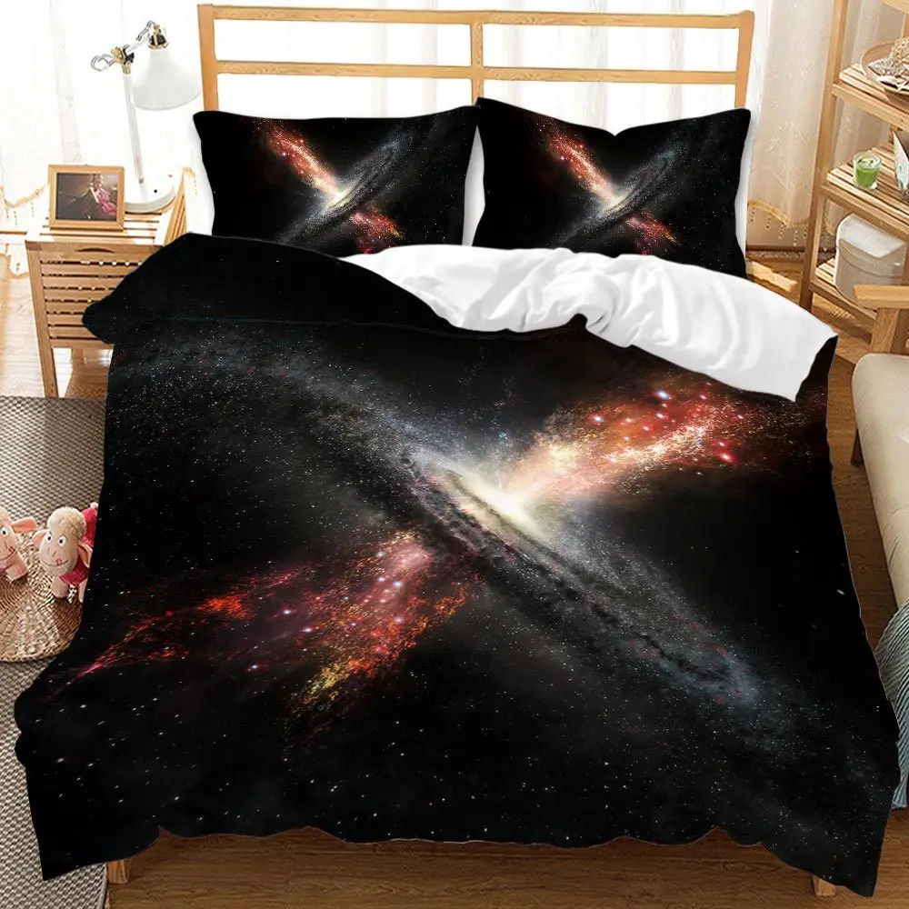 

Starry Sky Series Space Bedding Comforter Cover Set Queen Galaxy Planet Printed Duvet Cover Soft Microfiber Decor Teens Kids Boy