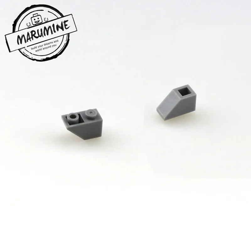 Светло-серый MARUMINE кирпичи игрушки 200 шт./лот 2x1 перевернутый склон кирпич MOC строительные блоки Совместимые образовательные DIY игрушки Классический создатель - Цвет: Светло-серый