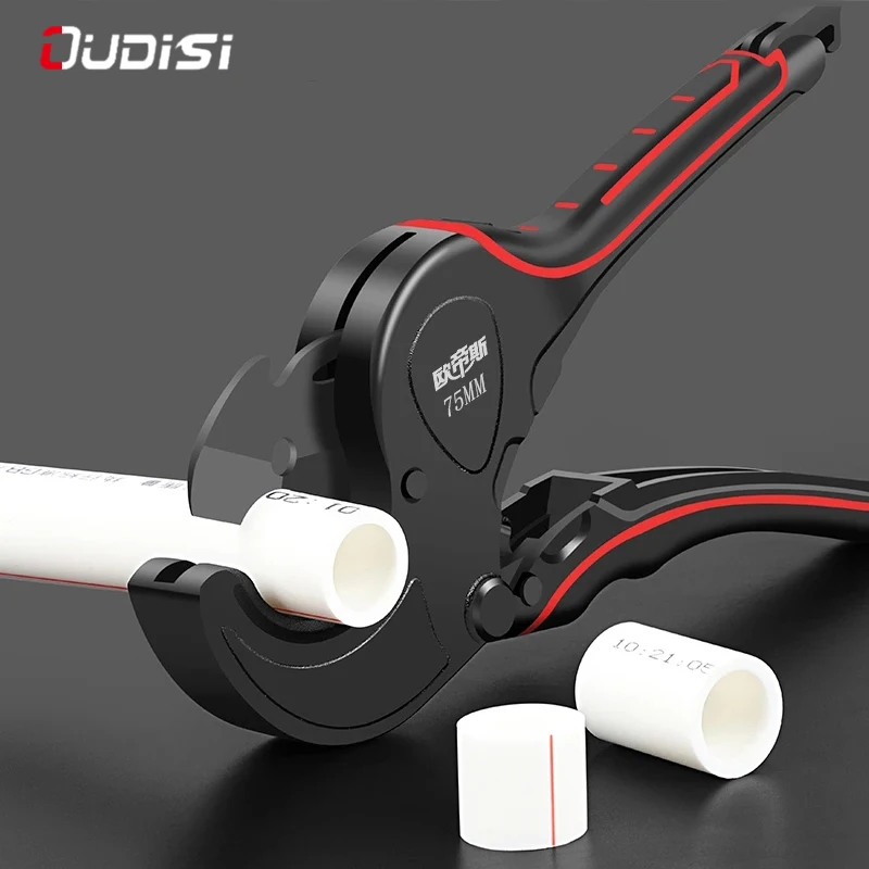 

Strengthen PVC Pipe Cutter 72mm PPR Scissors SK5 Blade Aluminum Alloy Handle Quick Cut Water Tube Cutter Ratchet Scissors