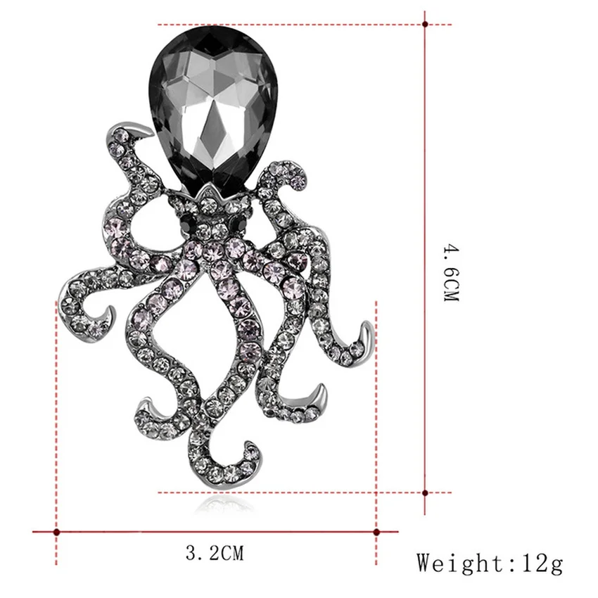 Японская Корейская женская брошь сплав стразы осьминог океана броши булавки для