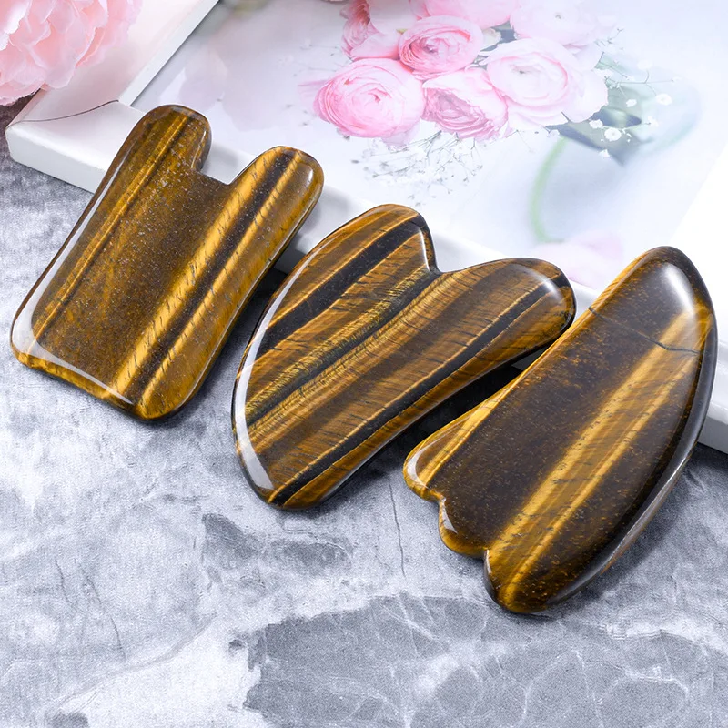 

New Gua Sha Tool Natural Tiger Stone Eye Massage Stick Acupuncture Pen Face Body Neck Crystal Mineral Stone Massager Health Care