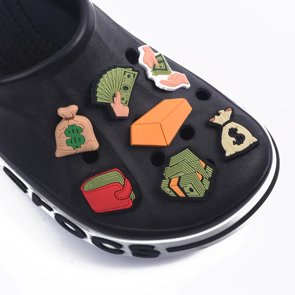 1 Pcs New PVC Croc Charms Show Me Your Money Dollar Accessories Cash Wallet Clog Shoes Decoration for Girl Boys Gift | Обувь
