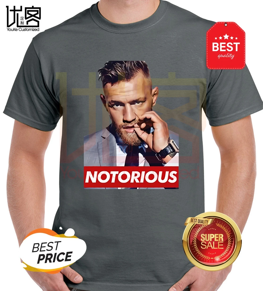 Летняя футболка Conor McGregor с принтом креативного дизайна и коротким рукавом