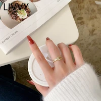 livvy fashion creative irregular geometry hollow crystal zircon rings for women gold color new trend jewelry gift