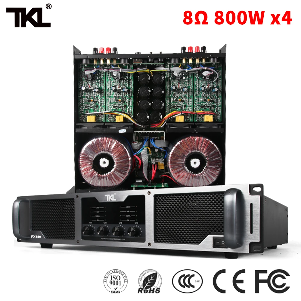 

TKL PX480 800 Вт * 4 8 Ом 4ch усилитель мощности, профессиональный сценический KTV pure post-усилитель HIFL
