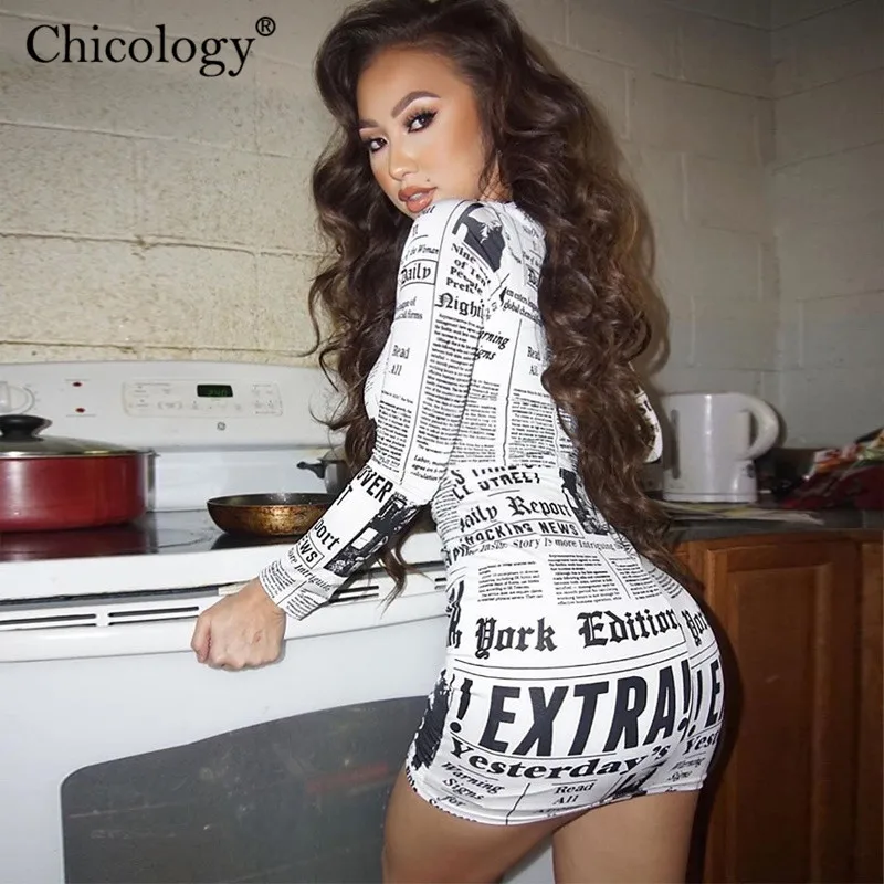 

Chicology, винтажное модное мини-платье с принтом, с длинным рукавом, облегающее, уличная одежда для женщин, лето-осень, сексуальные наряды, женск...