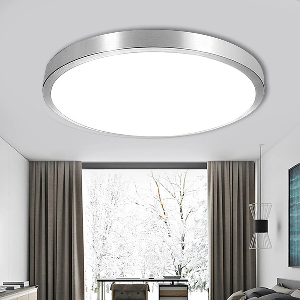 Lámpara de techo LED para sala de estar, luz ultrafina de 12W/18W/24W/48W 220V, borde de aluminio único, iluminación redonda