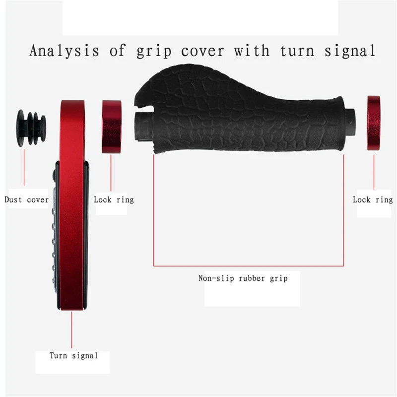 

Bicycle Rubber Grip Cover USB Solar Dual Charging with Turn Signal Pair Aluminum Alloy Anti-Skid Grip Cover