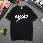 Футболки AK47 с графическим принтом пистолета, черная брендовая мужская одежда с русской символикой СССР, мужские топы