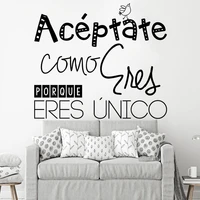 aceptate como porque eres unico wall stickers with motivating phrase spanish quotes decorative poster vinyl decals ru2032
