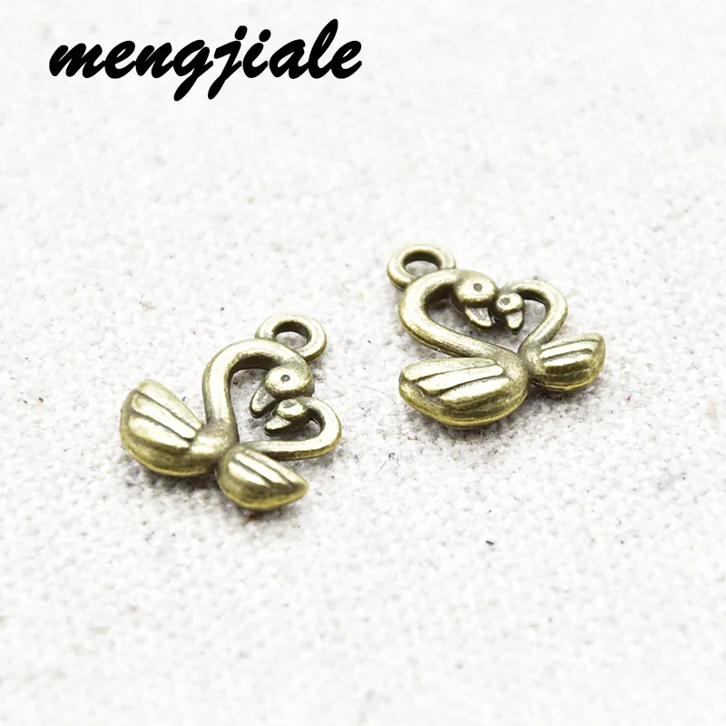 

20pcs Wholesale Antique Bronze Swan Charms Alloy Metal Animals Pendants For DIY Handmade Jewelry Accessories Making 15*12mm
