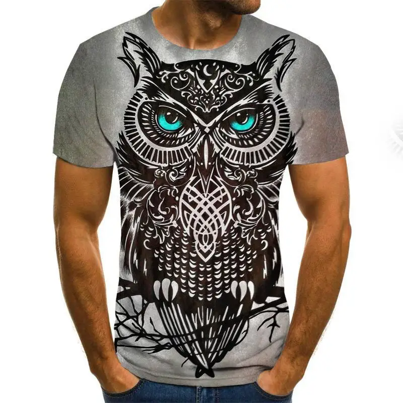 

Owl T-shirt 2021 Summer Fashion Men's Women's Hip Hop Short Sleeve 3D Printed Sweatshirt O Neck Top Fashion Pullover Clothing
