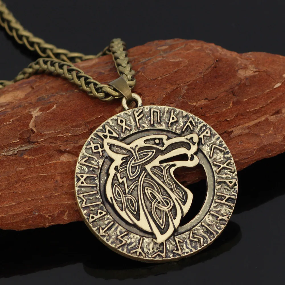 Odin wolf Freki amulet rune Valknut колье с кулоном в стиле викингов подарочной сумкой