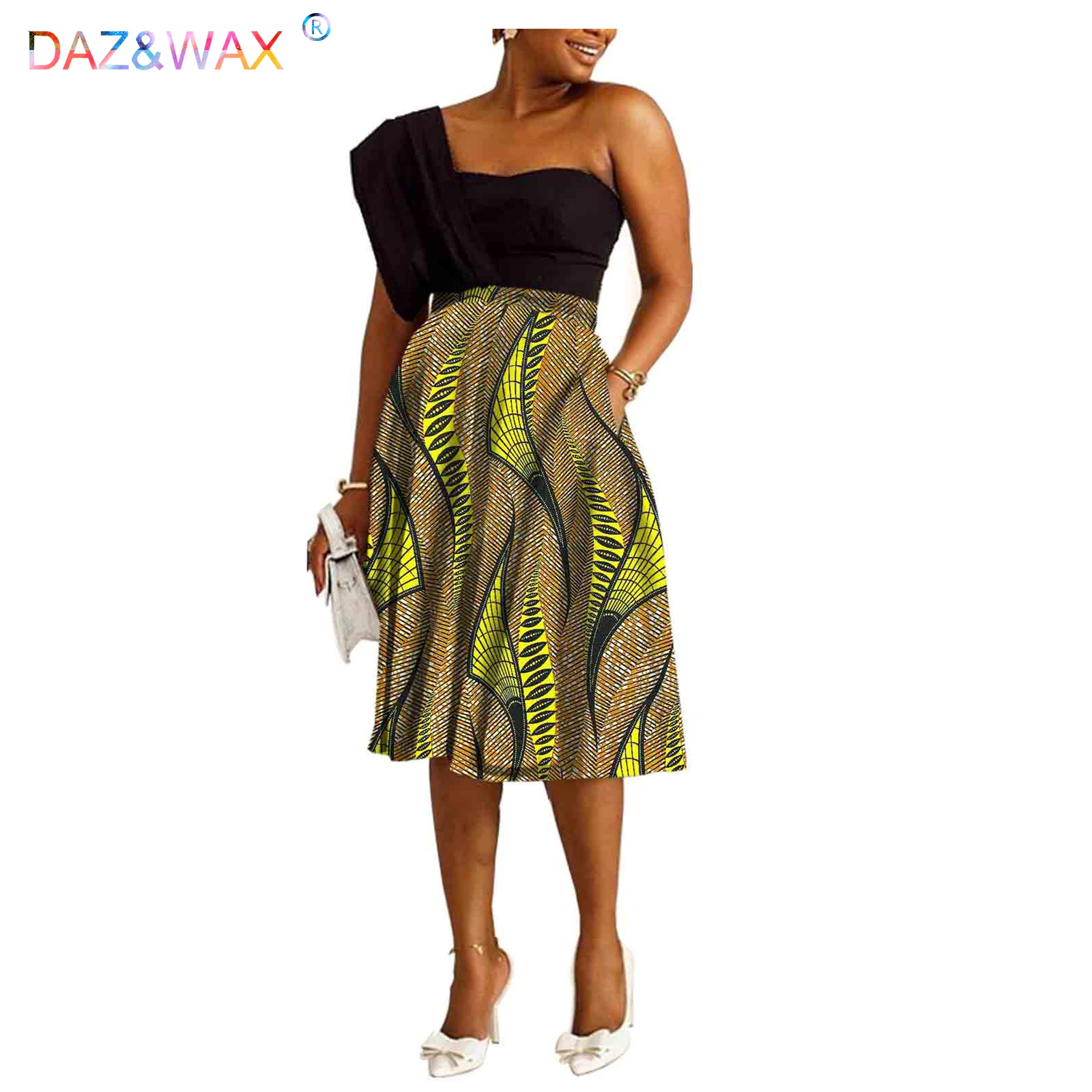 

African casual skirts for Women High Waist Femme Robe Dashiki Bazin Riche Vestidos ankara style 100%cotton wax plus sizeV2127002