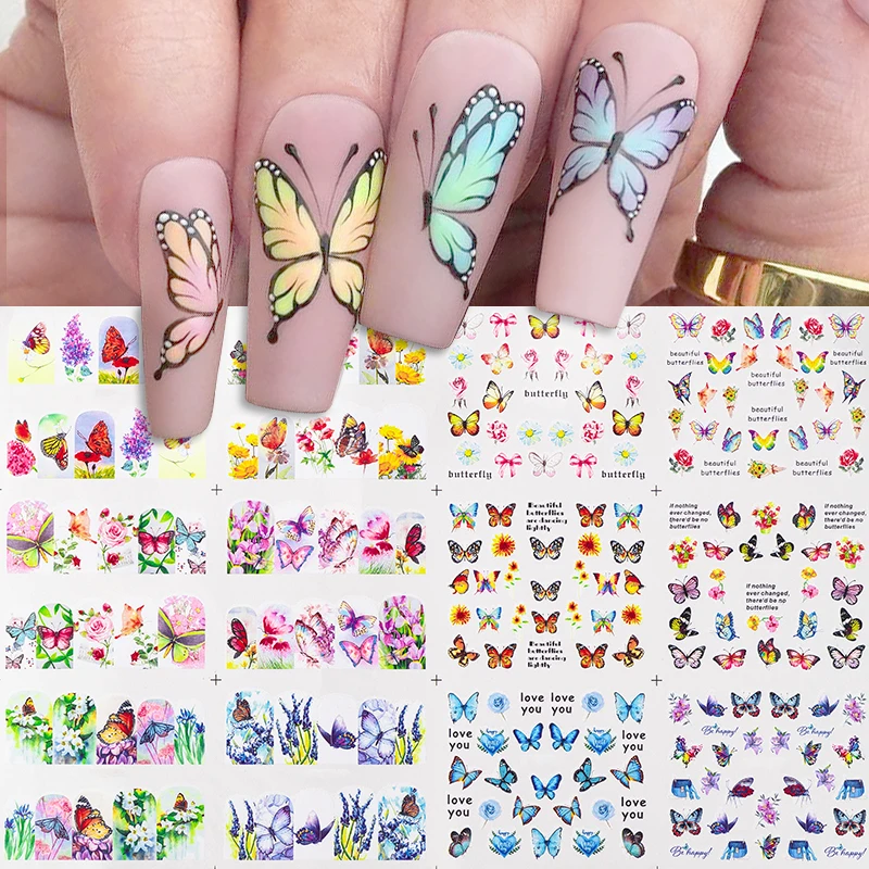 12 регулируемых слайдеров для маникюра кленовый лист водные переводки ногтевого