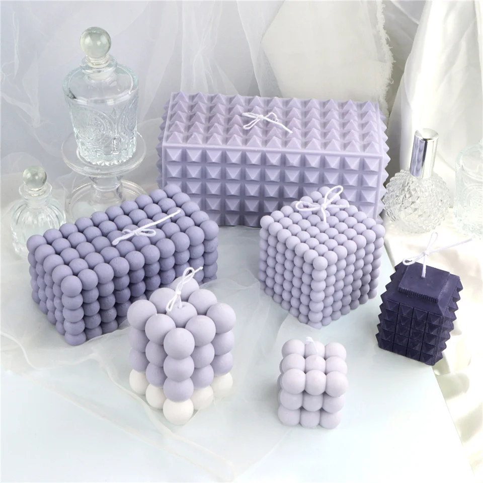 

3D Cube Scented Candle Silicone Mold DIY Handmade Soap Gypsum Resin Crafts Making Mould Home Decoration Ornaments 2022 New