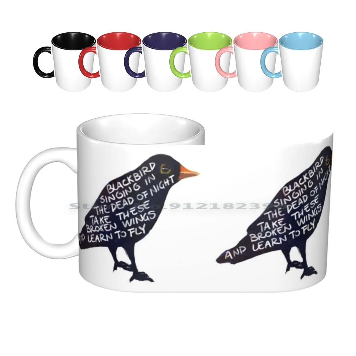 

Singing In The Dead Of Night Ceramic Mugs Coffee Cups Milk Tea Mug Blackbird Love Motivational Happy Good Mood Optimist The