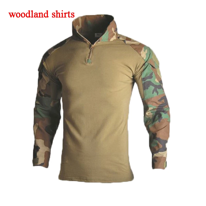 shirts woodland Уличная Военная тактическая Униформа для страйкбола Пейнтбольная камуфляжная охотничья одежда унисекс дышащая Боевая Стрельба Armys костюмы - Цвет: shirts woodland