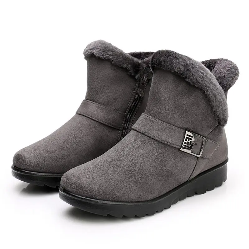 

Women boots snow 2021 warm plush suede zipper winter boots women shoes woman ankle boots female no-slip Botas Mujer1