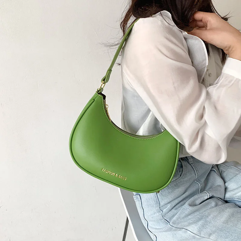 

simple texture small fragrance bag women's new portable underarm bag solid crescent shoulder bag