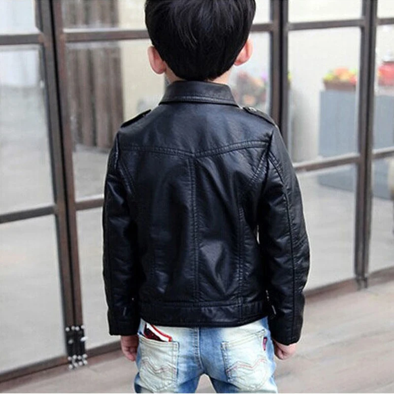 

Girls PU Leather Jacket For Boys 2020 Hot Autumn Solid Casual Outerwear Leather Clothing Children Jacket Teenagers Coats 3-14Y