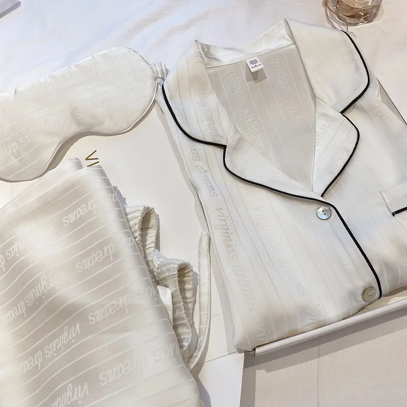 QWEEK ледяная шелковая женская пижама сатиновая Пижама с буквенным принтом Осенняя