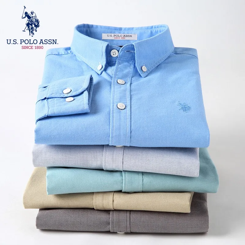 США Классическая хлопковая мужская рубашка Поло Assn с длинным рукавом модная