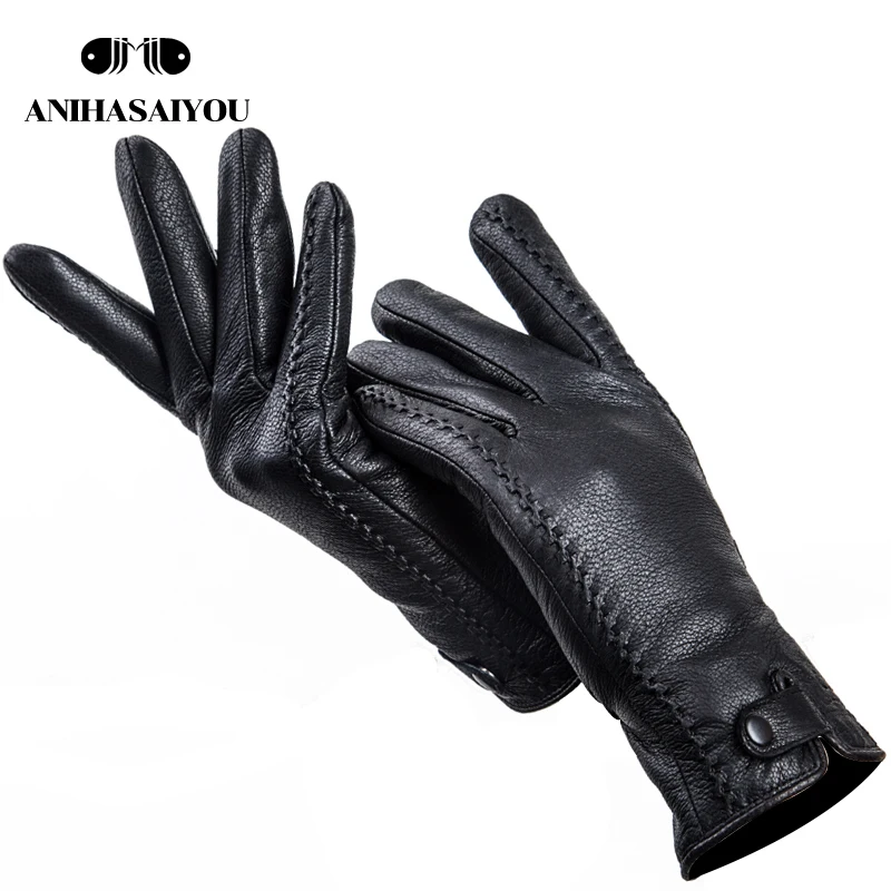 Fashion Buckskin real women's leather gloves,Comfortable warm women's winter gloves Cold protection gloves for women - 2265