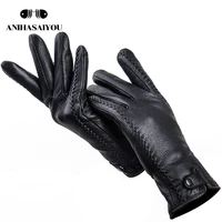 fashion buckskin real womens leather glovescomfortable warm womens winter gloves cold protection gloves for women 2265