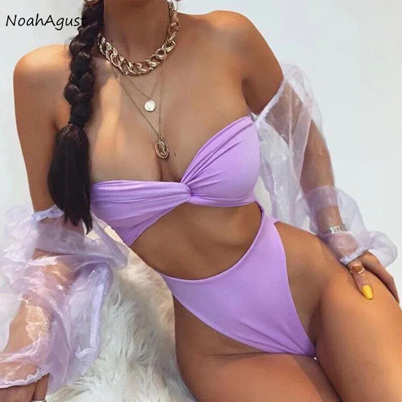 Женский купальный костюм с сетчатым рукавом Бразильское бикини завышенной