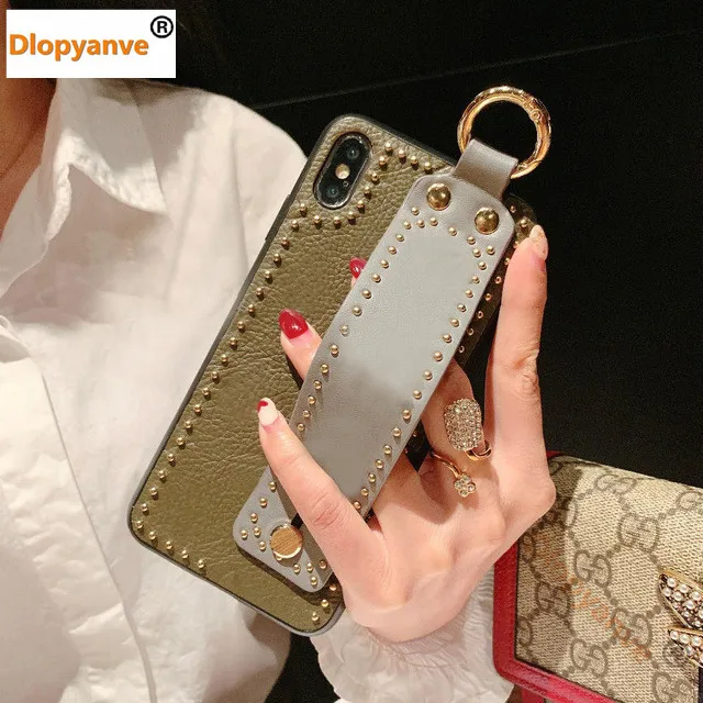 Grey Модный портативный кожаный чехол для телефона для IPhone 11, 11Pro, X, XR, Max, 6, 6 S, 7, 8 Plus, чехол на запястье, защитный чехол для девочек, подарок - Цвет: Grey