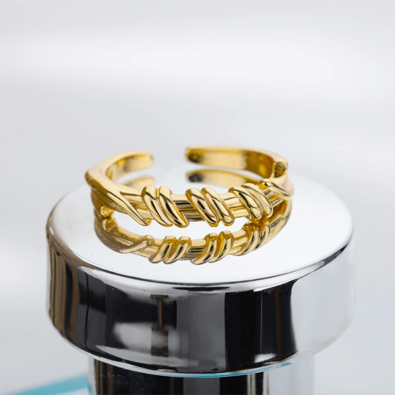 

Vintage Spiral Rings For Women Girls Gold Stainless Steel Ring Adjustable Open Cuff Gothic Rings Jewelry Bague Femme