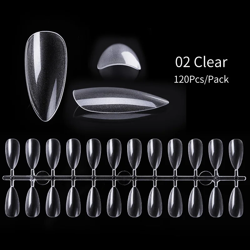 Накладные ногти на гробу 120 шт. накладные с натуральным прозрачным покрытием