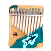 21 keys kalimba musical instrument beech wood blue ocean whale thumb finger piano lightweight portable music elements for beginn