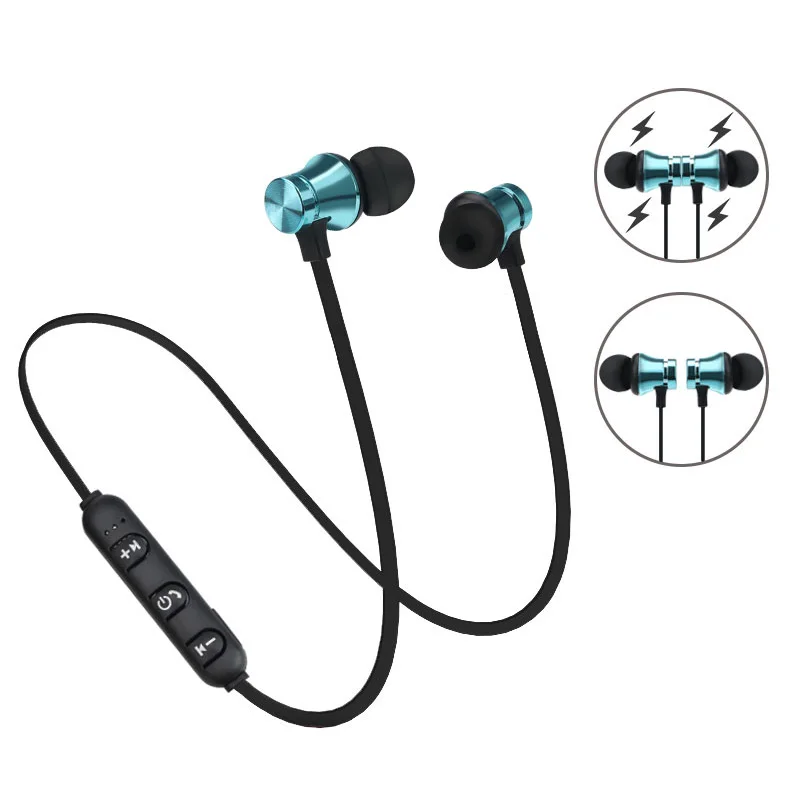 

Bluetooth Earphone Sports Neckband Magnetic Wireless Earphones Stereo Earbuds Music Metal Headphones With Mic For All Phones