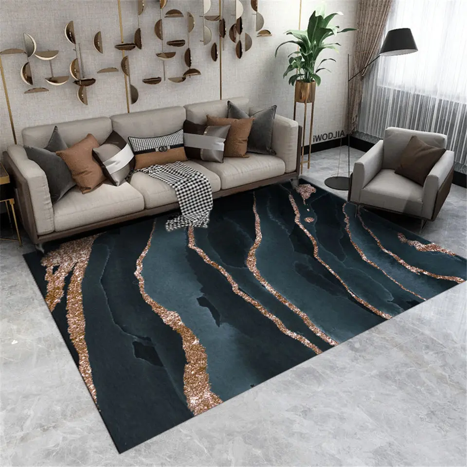 

Абстрактный мраморный серый синий ковер, роскошный ковер для гостиной, ковер для спальни, большой ковер для кухни, напольный коврик, ковер д...