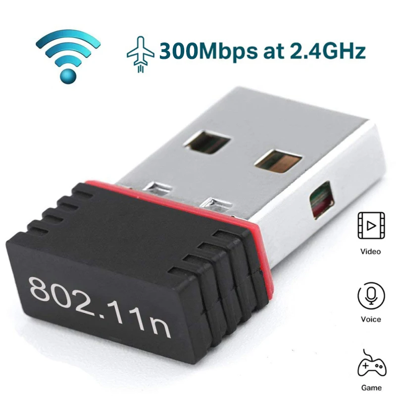 

Mini USB 2.4Ghz Wireless Adapter 300Mbps WiFi Network Lan Card Dongle 802.11n/b/g 300M Ethernet For Computer PC Laptop Connector