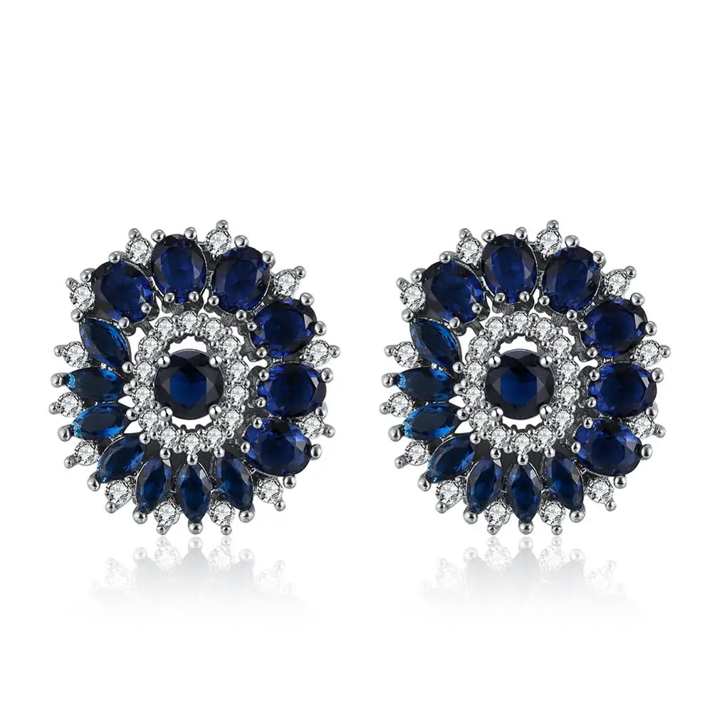 ORSA JEWELS Роскошные серьги синие кольцо из кубического циркония, подвеска, женские ожерелья с цветочным рисунком Форма кулон с длинной цепью женские ювелирные украшения ON143 - Окраска металла: OE182