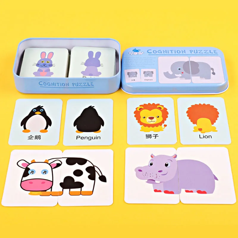 Baby Kids Cognition Puzzle Toys Children Cards Paper Matching Game Cognitive Card Vehicle Fruit Animal Life Set Pair Jigsaw Toy | Игрушки и