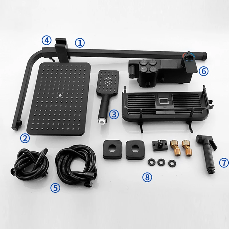 

Black Thermostatic Digital Display Shower Faucet Rain Shower Faucet Bidet Faucet Spout Faucet Tap Water Flow Power Generation