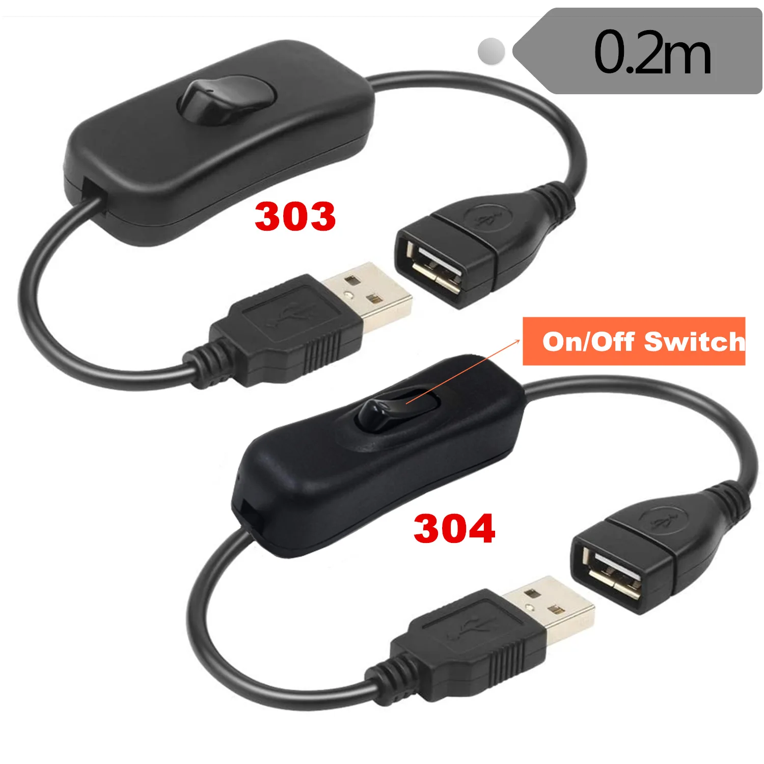 

3A USB Male to Female Cable Adapter with On/Off Switch-Upgraded Support Power and Data,USB Extension Inline Rocker Switch 0.2m