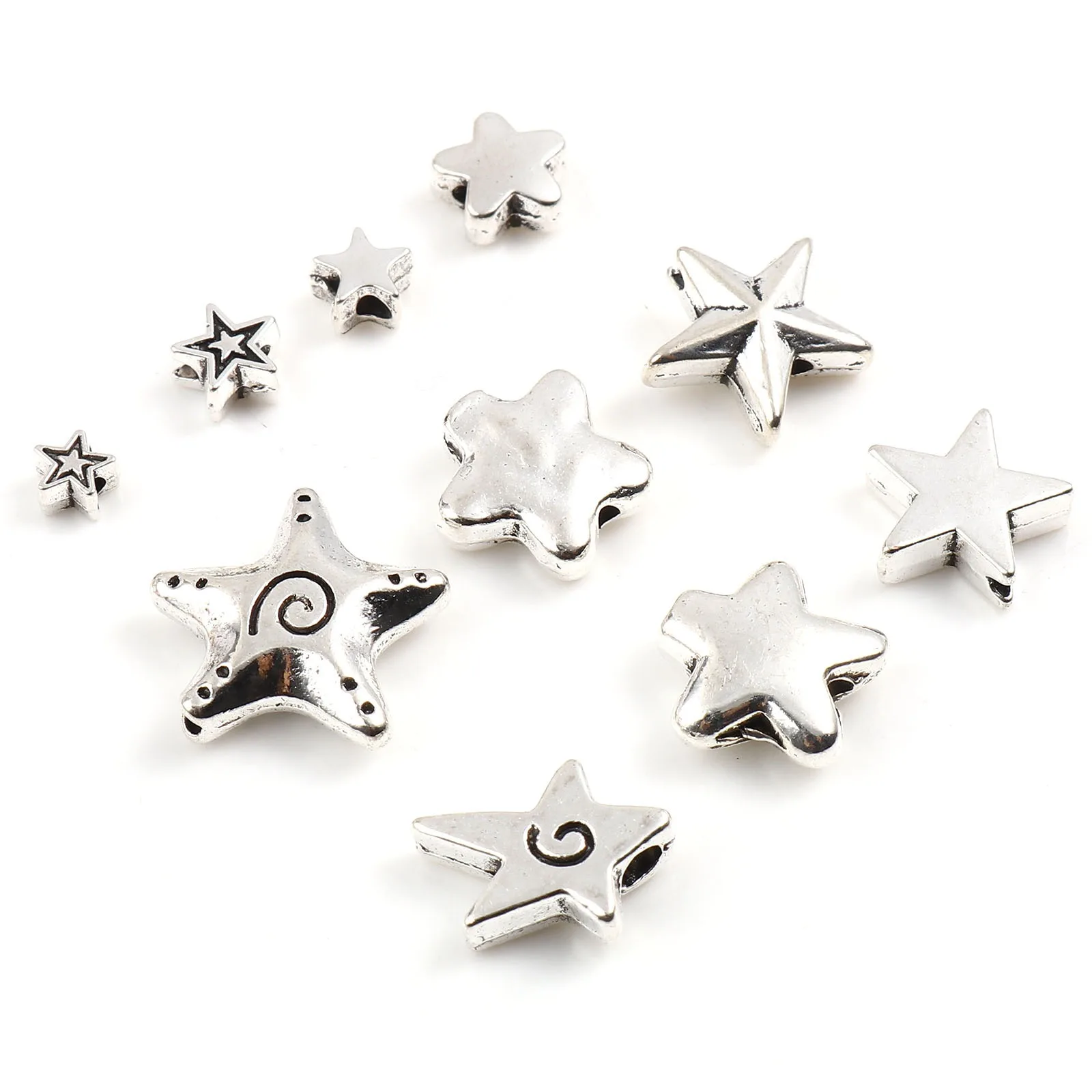 

Vintage Metal Galaxy Spacer Beads Star Antique Silver Color Loose Beads DIY Making Necklace Bracelets Jewelry Gifts,30-300PCs