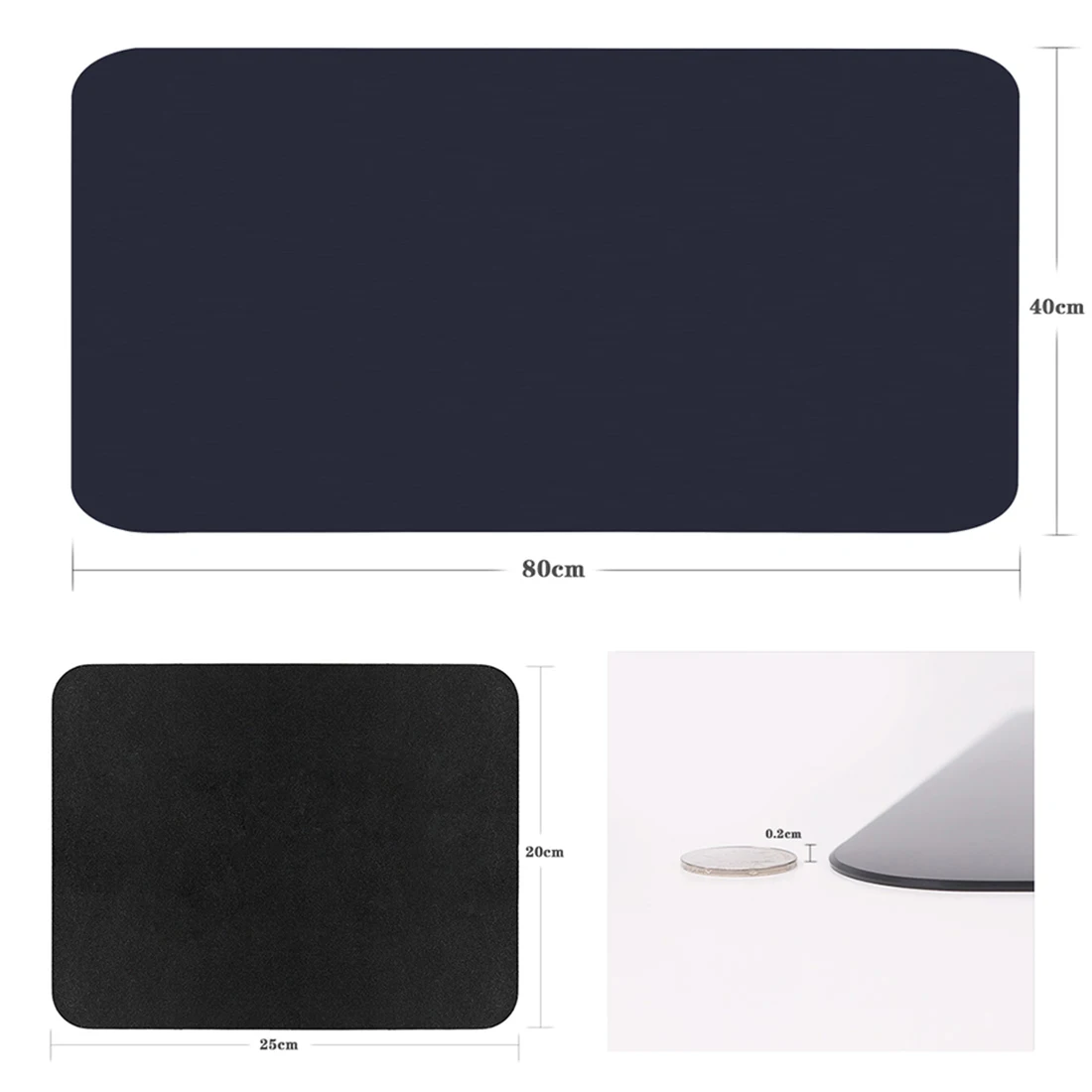 Frosted Black black 2 шт. ПВХ высокого качества коврик для мыши коврик/коврик, водонепроницаемый коврик для мыши настольная панель протектор, подставка для ноутбука для офиса и дома - Цвет: Frosted Black black