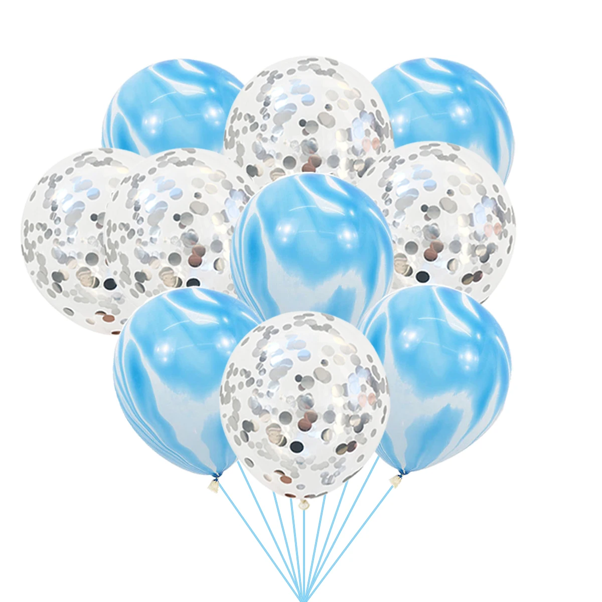 

Набор синих мраморных шаров 40 шт., серебристый шар с конфетти
