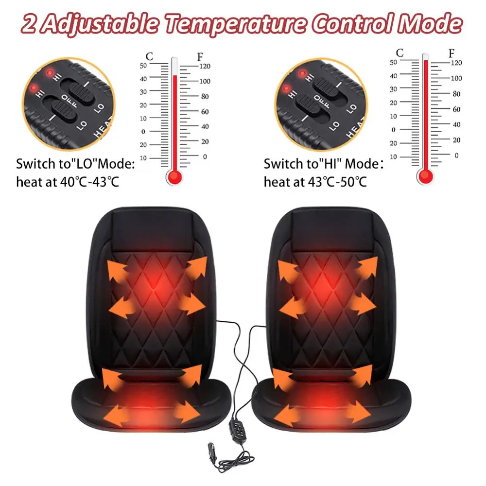 2 шт. 12 В авто Подогрев сиденья Крышка для полного спинки и Удобная Черная мягкая